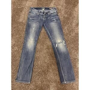 Silver Jeans Co. Women's Distressed Blue Denim Jeans - Size 23